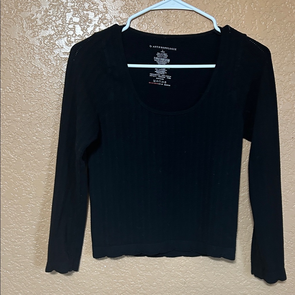 Anthropologie Black Long Sleeve Top